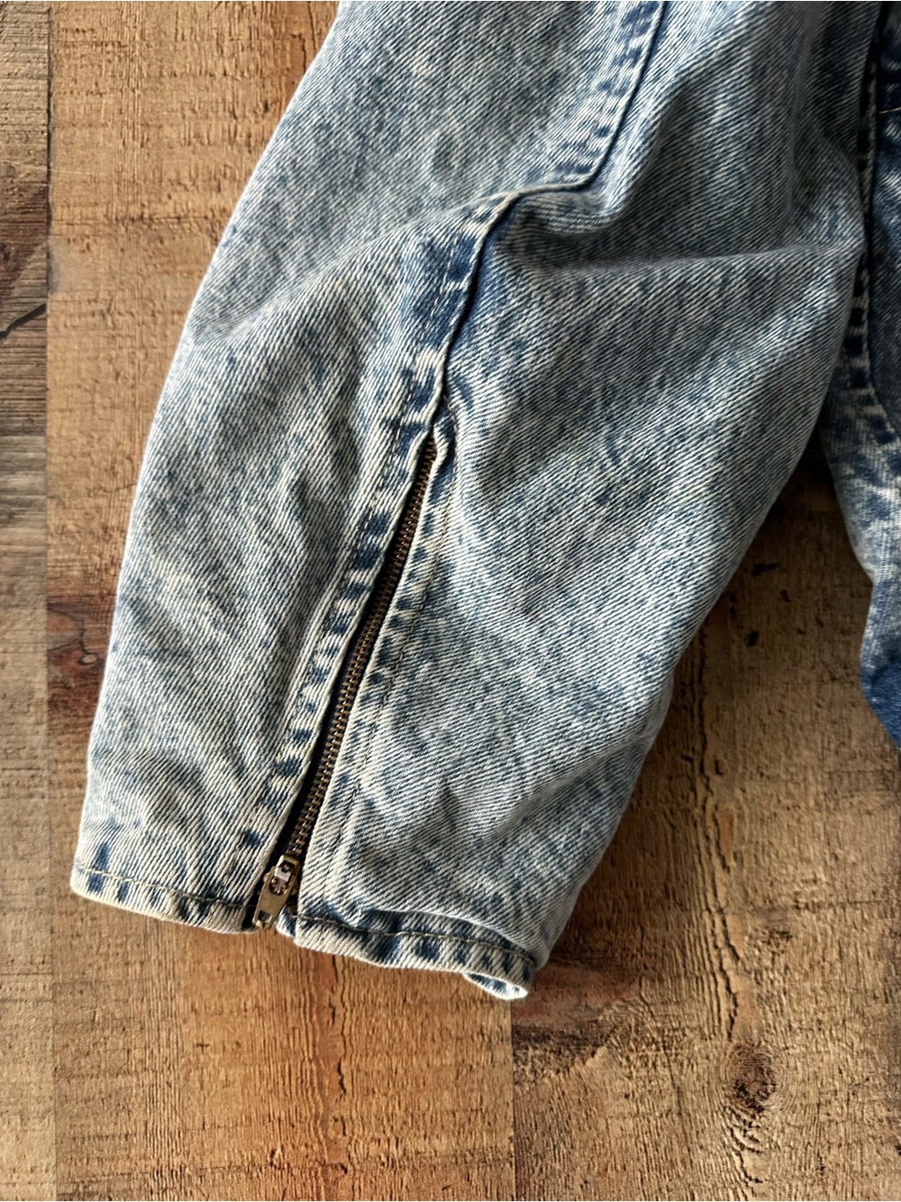 VINTAGE Dual Control 1980s 80s HEAVY Denim Jacket w White Leather Size Large - Picture 10 of 11